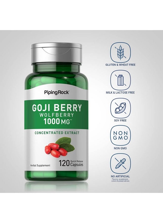Piping Rock - Goji Berry Capsules 1000Mg ; 120 Count ; Wolfberry Extract Supplement ; Gluten Free Nongmo - Image 1