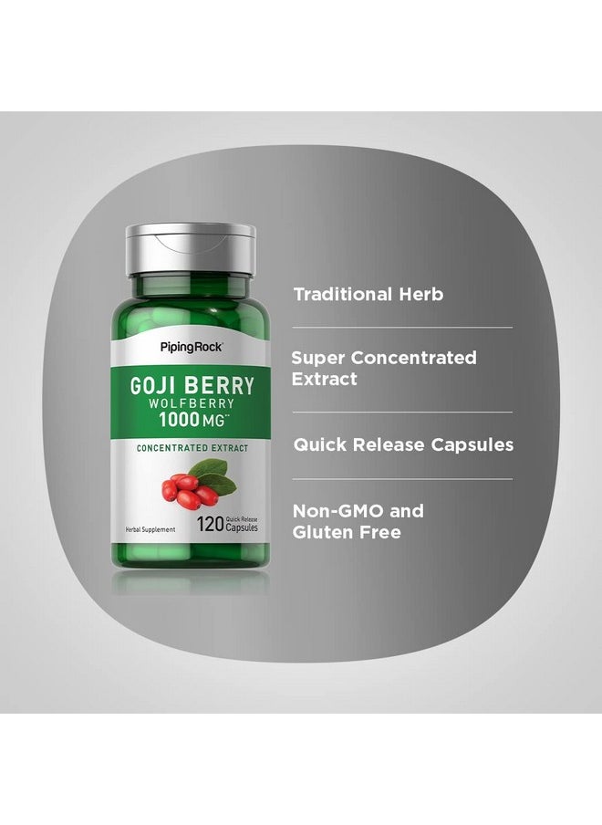 Piping Rock - Goji Berry Capsules 1000Mg ; 120 Count ; Wolfberry Extract Supplement ; Gluten Free Nongmo - Image 1