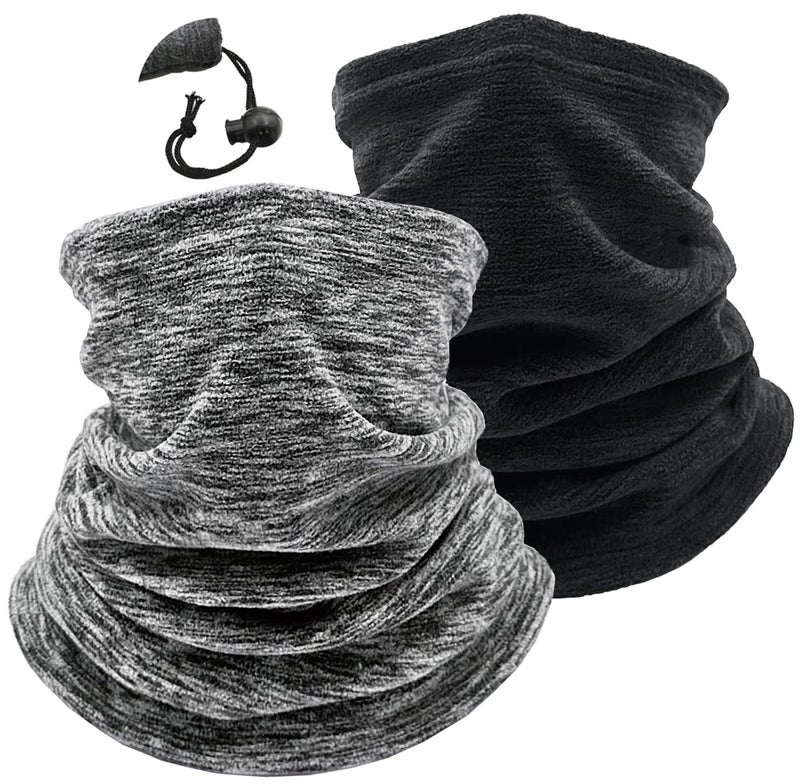 Beurlike 2 Pack Winter Neck Warmer Gaiter Women Men Fleece Warm Windproof Face Scarf Cover Ski Mask for Cold Weather Snowboard(2pcs WBlack+Darkgrey) - Image 1