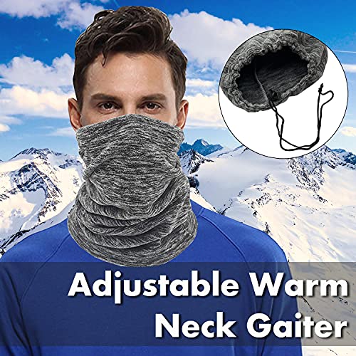 Beurlike 2 Pack Winter Neck Warmer Gaiter Women Men Fleece Warm Windproof Face Scarf Cover Ski Mask for Cold Weather Snowboard(2pcs WBlack+Darkgrey) - Image 2