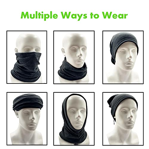 Beurlike 2 Pack Winter Neck Warmer Gaiter Women Men Fleece Warm Windproof Face Scarf Cover Ski Mask for Cold Weather Snowboard(2pcs WBlack+Darkgrey) - Image 5