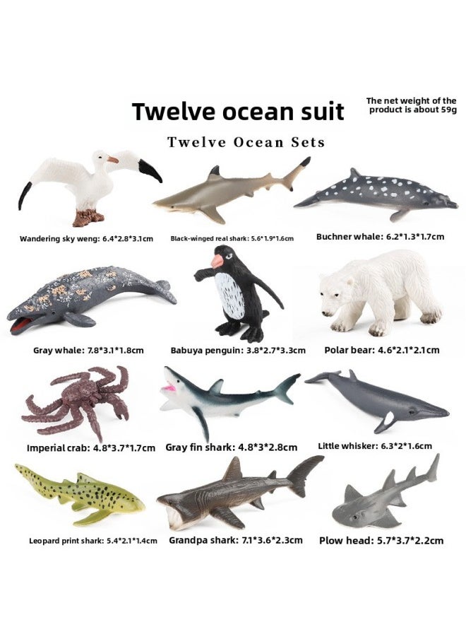 Generic - Simulation Solid Cognitive Mini Marine Animal Model Basking Shark Crab Polar Bear Plough Penguin Toy-Color:Zz Deep Sea Fish 6 Styles Set + Jct [py] Mini Dolphin 6 Styles - Image 1