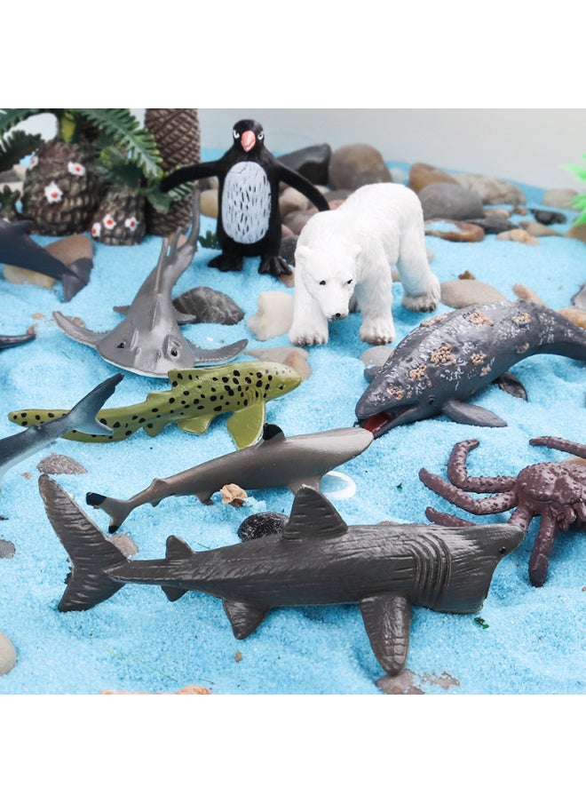 Generic - Simulation Solid Cognitive Mini Marine Animal Model Basking Shark Crab Polar Bear Plough Penguin Toy-Color:Zz Deep Sea Fish 6 Styles Set + Jct [py] Mini Dolphin 6 Styles - Image 1