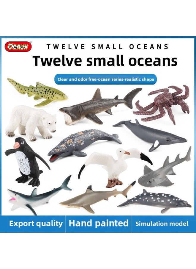 Generic - Simulation Solid Cognitive Mini Marine Animal Model Basking Shark Crab Polar Bear Plough Penguin Toy-Color:Zz Deep Sea Fish 6 Styles Set + Jct [py] Mini Dolphin 6 Styles - Image 1
