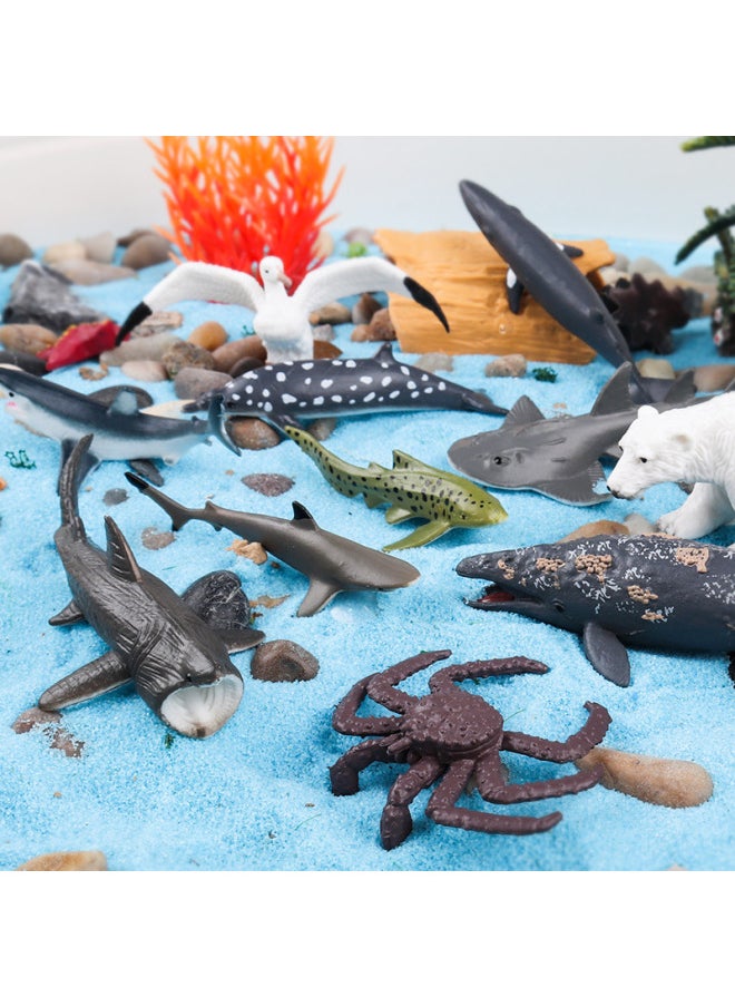 Generic - Simulation Solid Cognitive Mini Marine Animal Model Basking Shark Crab Polar Bear Plough Penguin Toy-Color:Zz Deep Sea Fish 6 Styles Set + Jct [py] Mini Dolphin 6 Styles - Image 1