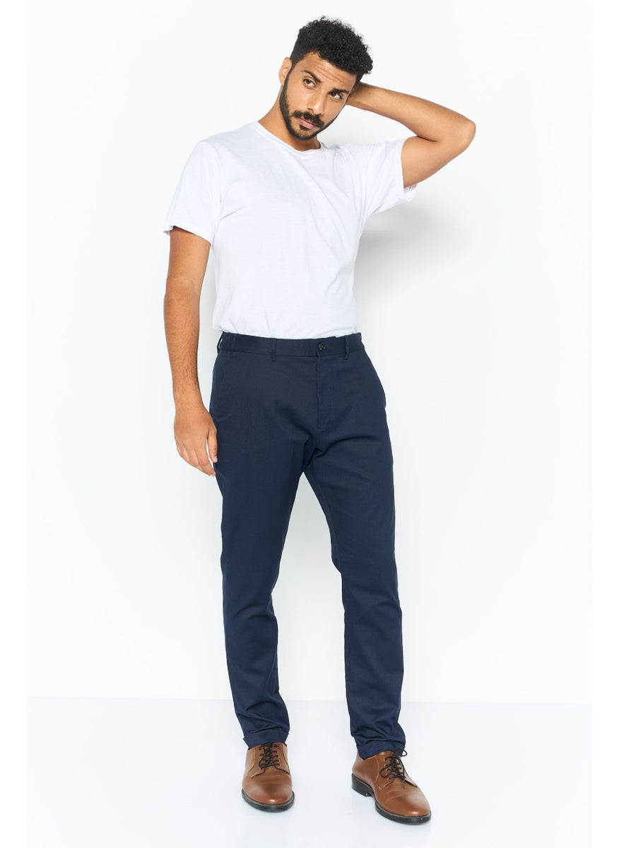 ESPRIT Men Regular Fit Solid Chino Pants, Blue Combo  - Image 4
