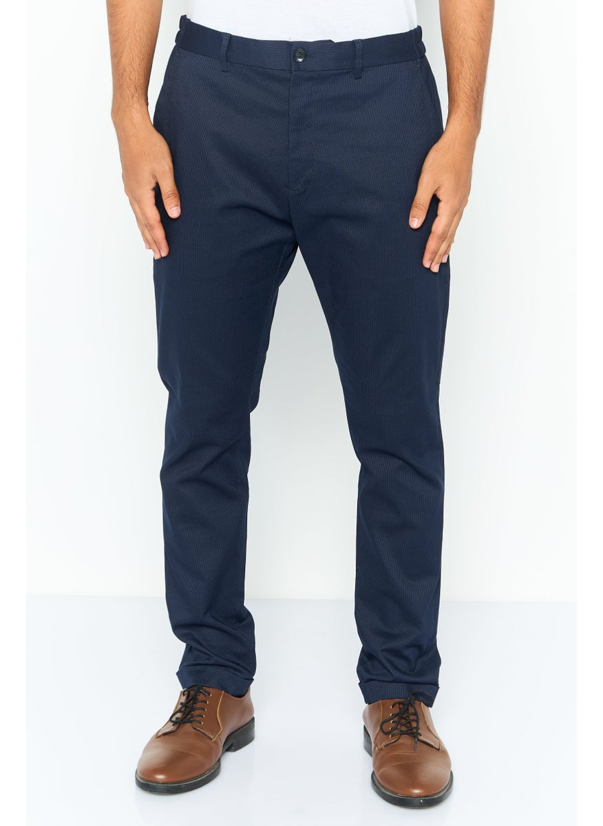 ESPRIT Men Regular Fit Solid Chino Pants, Blue Combo  - Image 1