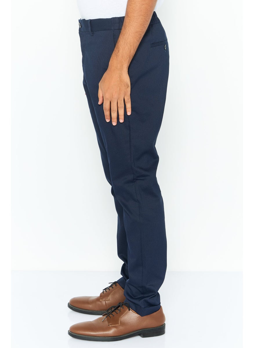 ESPRIT Men Regular Fit Solid Chino Pants, Blue Combo  - Image 3