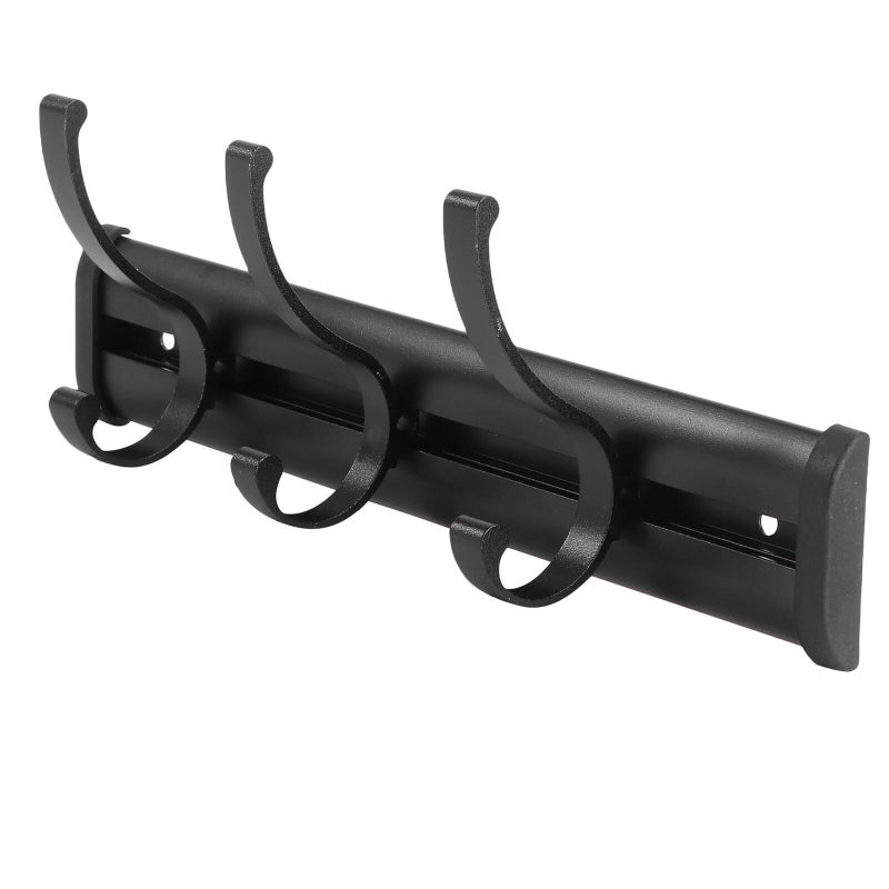 Black Aluminum Wall Mounted Hook Rack 3 Hooks for Towels Robes Bathroom Kitchen Storage - Image 2