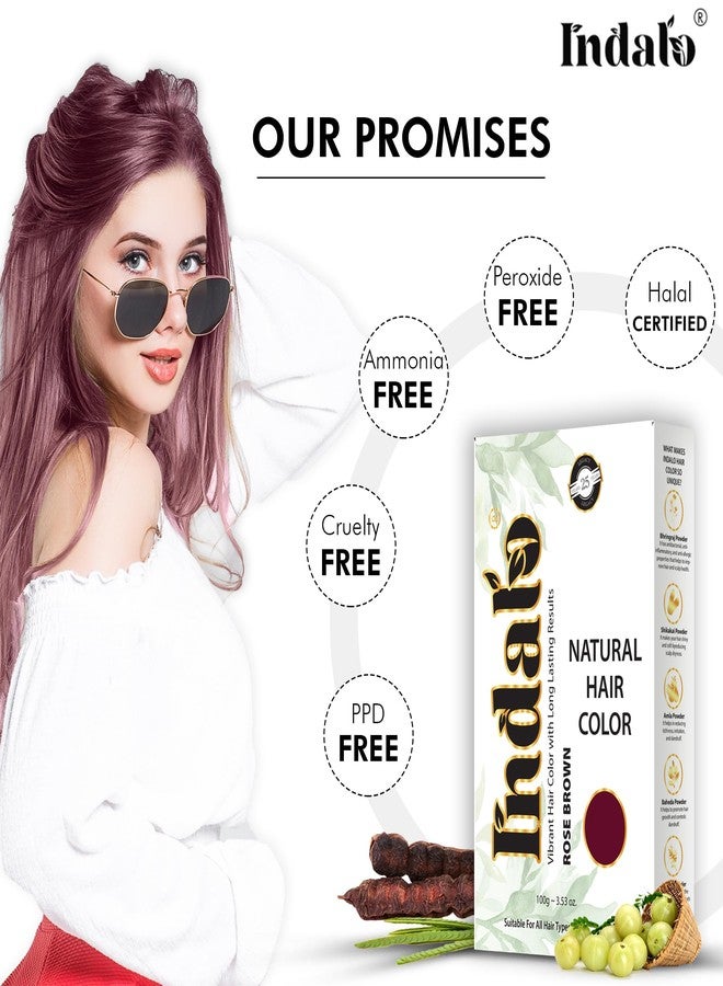 Indalo Natural Hair Color Rose Brown | No Ammonia, No Paraben, No PPD, Rose Brown Hair Color | Suitable for Men & Women (100g - Image 3