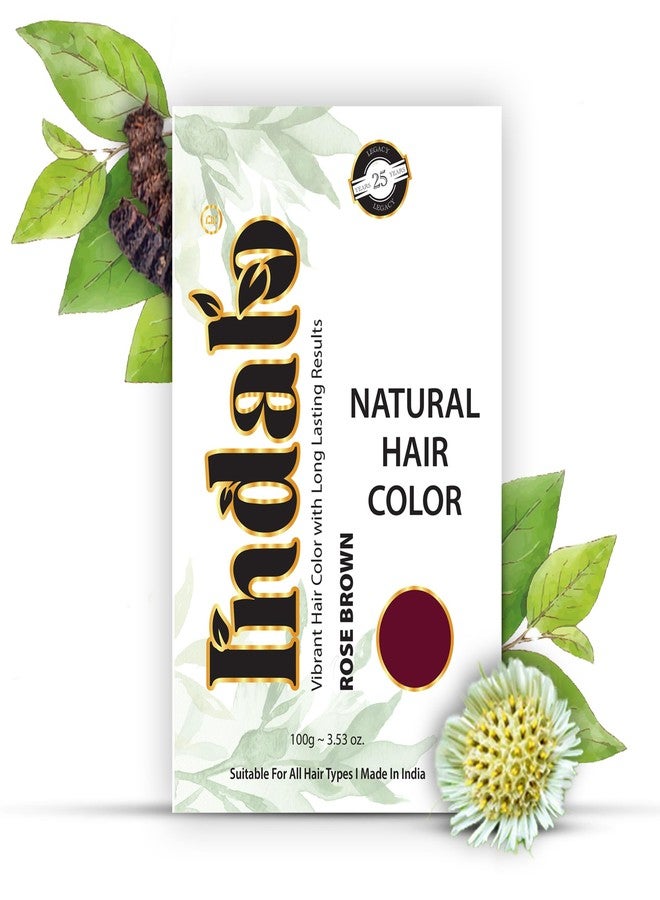 Indalo Natural Hair Color Rose Brown | No Ammonia, No Paraben, No PPD, Rose Brown Hair Color | Suitable for Men & Women (100g - Image 1