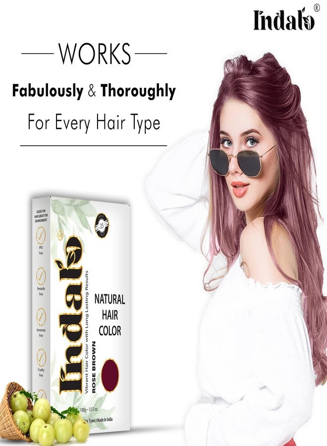 Indalo Natural Hair Color Rose Brown | No Ammonia, No Paraben, No PPD, Rose Brown Hair Color | Suitable for Men & Women (100g - Image 2