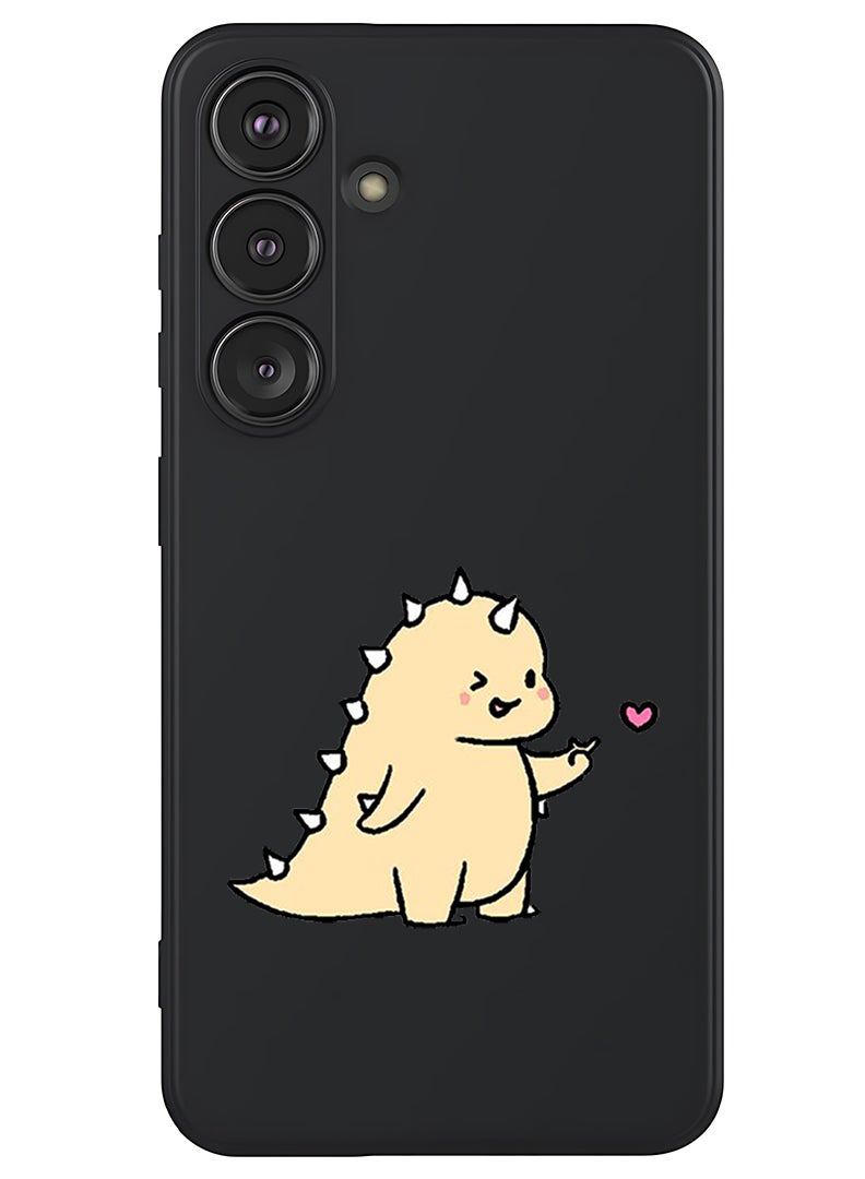 Theodor Protective Slim Fit Case Liquid Silicone Cover with Full Body Protection Anti-Scratch Shockproof Case For Samsung Galaxy S25 Plus (Black) - Dino love - Image 1