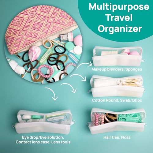 Visfresh Cotton Round Swab Travel Case, 2 in 1 Portable Hair Accessories Organizer, Hair Tie and Bobby Pin Holder, Travel Qtips Case, Purse Organization, Floss Holder - Image 4