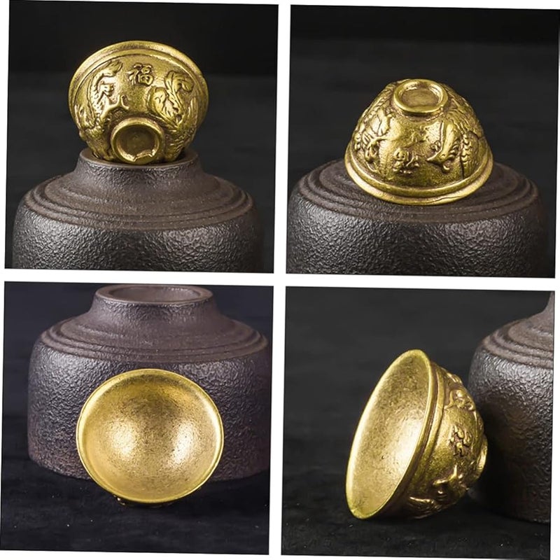 Brass Dragon Phoenix Engraved Bowl Feng Shui Wealth Desk Decor Home Adornment - Image 4