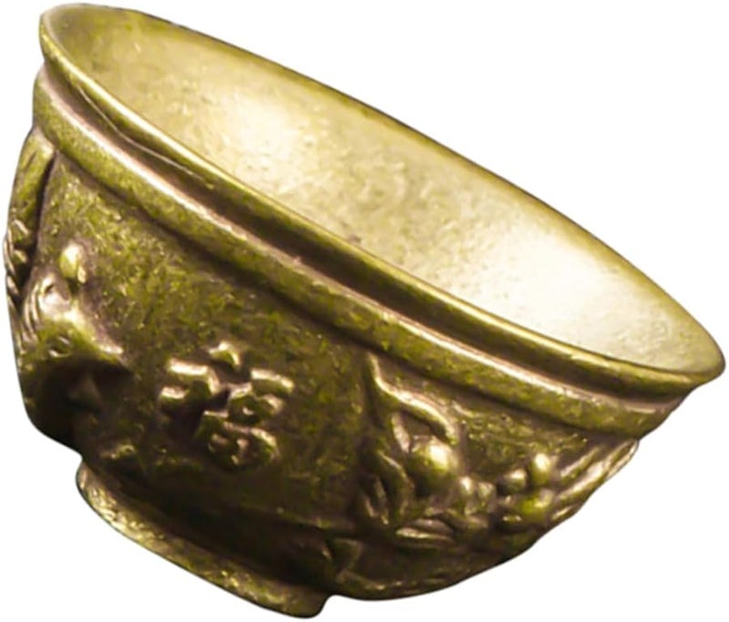 Brass Dragon Phoenix Engraved Bowl Feng Shui Wealth Desk Decor Home Adornment - Image 1