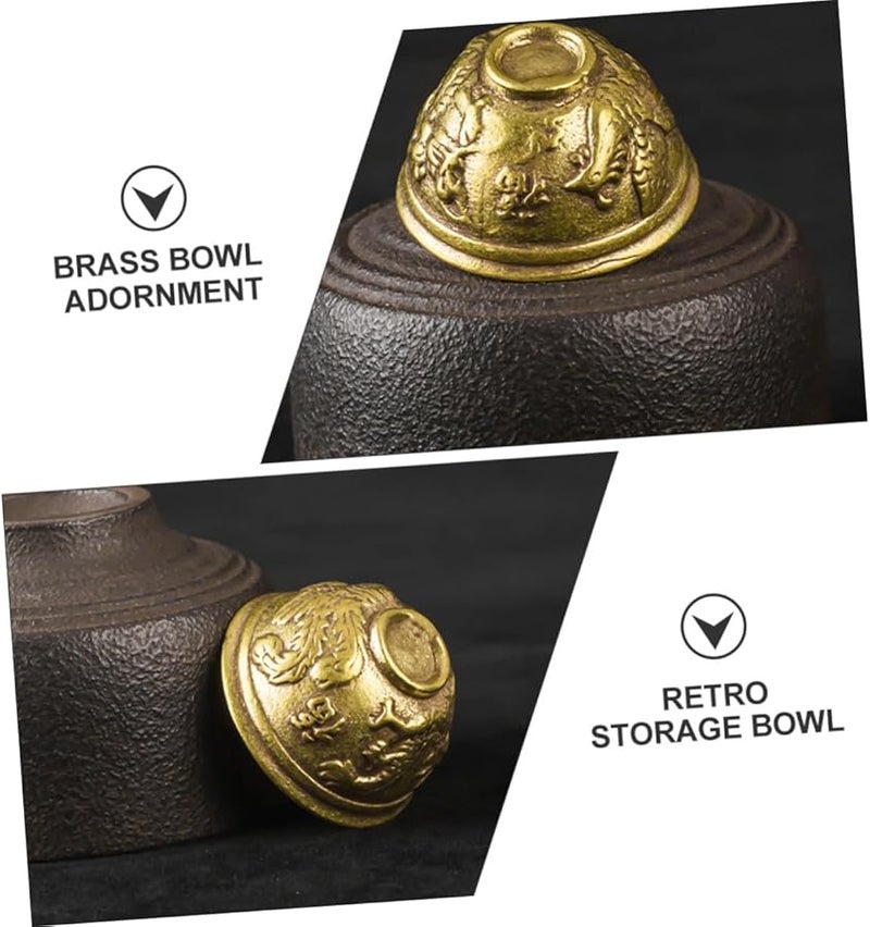 Brass Dragon Phoenix Engraved Bowl Feng Shui Wealth Desk Decor Home Adornment - Image 5
