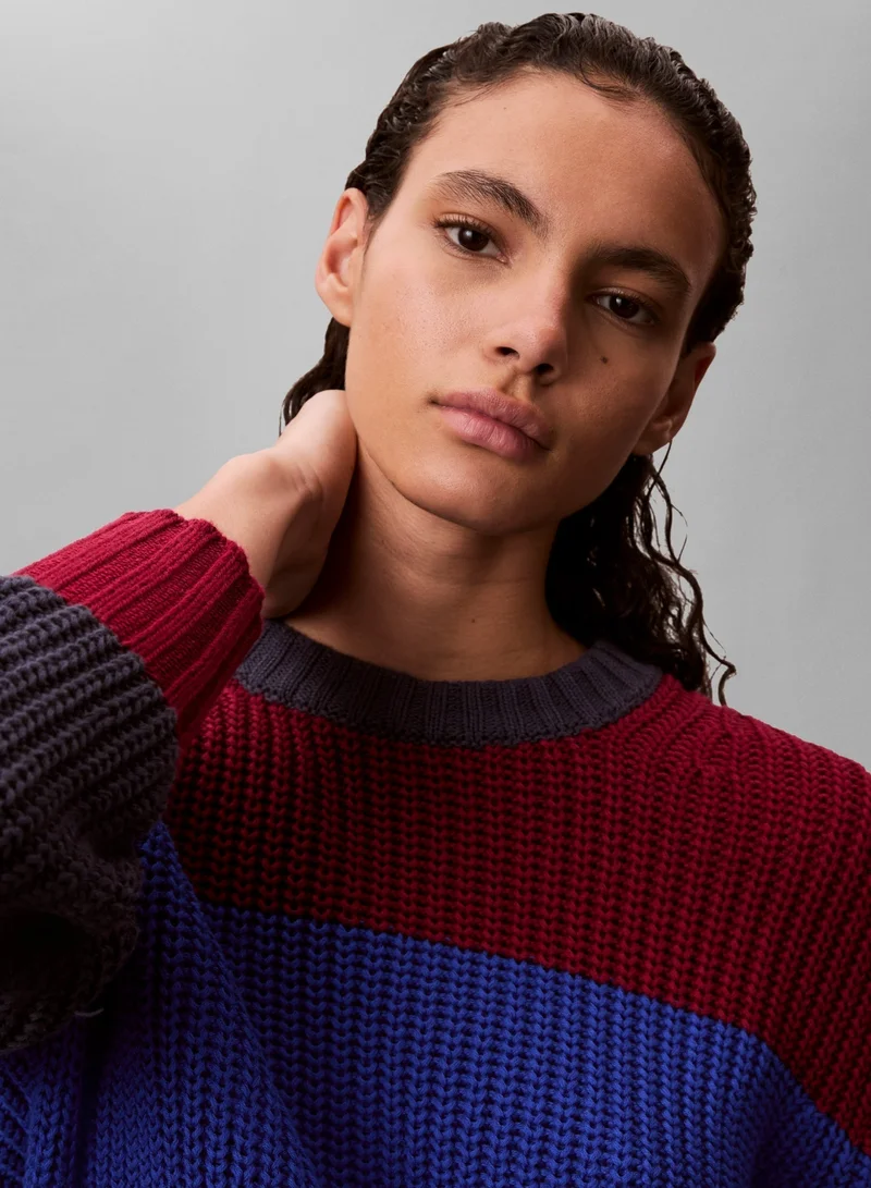 Calvin Klein Jeans Multicolour Chunky Stripe Crew Neck Sweater for Women | Best Price UAE