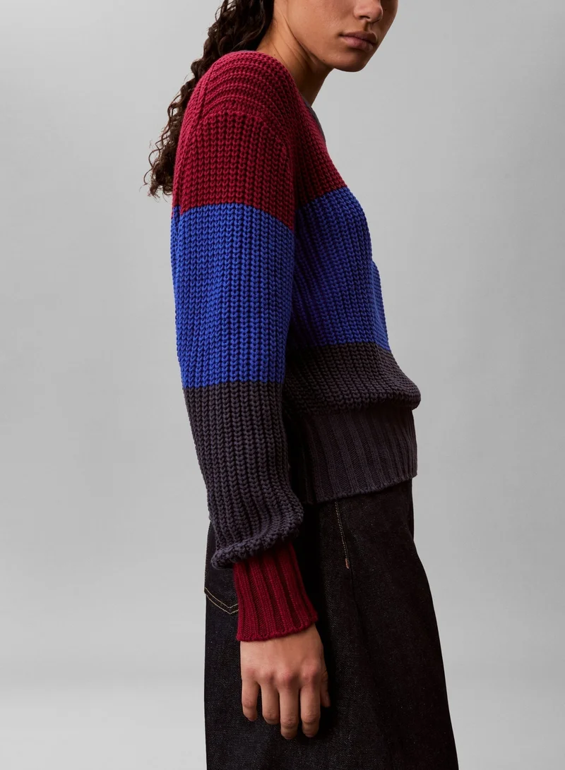 Calvin Klein Jeans Multicolour Chunky Stripe Crew Neck Sweater for Women | Best Price UAE