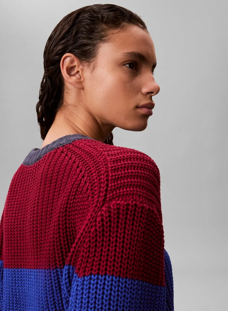 Calvin Klein Jeans Multicolour Chunky Stripe Crew Neck Sweater for Women | Best Price UAE