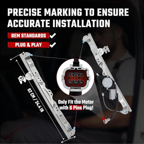 ISINFLASH 748-524 Front Left Driver Side Power Window Lift Regulator with Motor (6 Pins) Compatible with Nissan Pathfinder Armada 2004/ Armada 2005-2013/ Titan 2004-2010/ Infiniti QX56 2004-2010 - Image 5