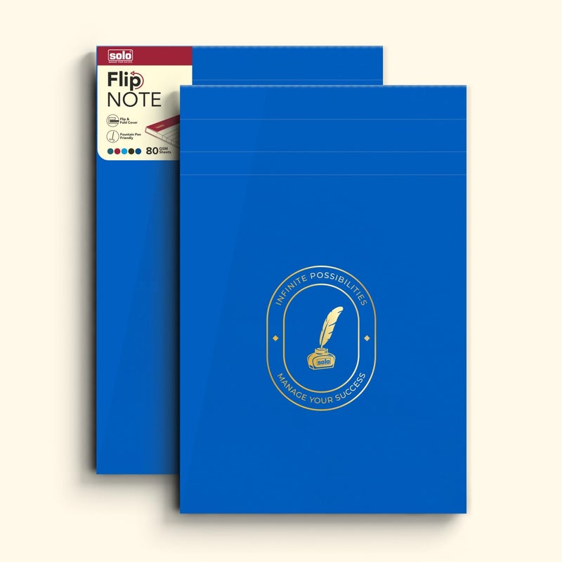 Solo Flip Note | A5 Premium Notepad with Luxe Velvet-Finish Cover | 80 GSM | 80 Natural Shade Sheets | Micro Perforation | Pack of 2 - Image 1