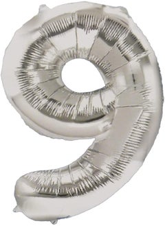 Generic Foil large balloon with number nine design for party and birthday 32 inch - silver