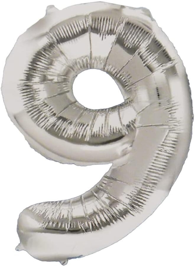 null - Generic Foil large balloon with number nine design for party and birthday 32 inch - silver - Image 1