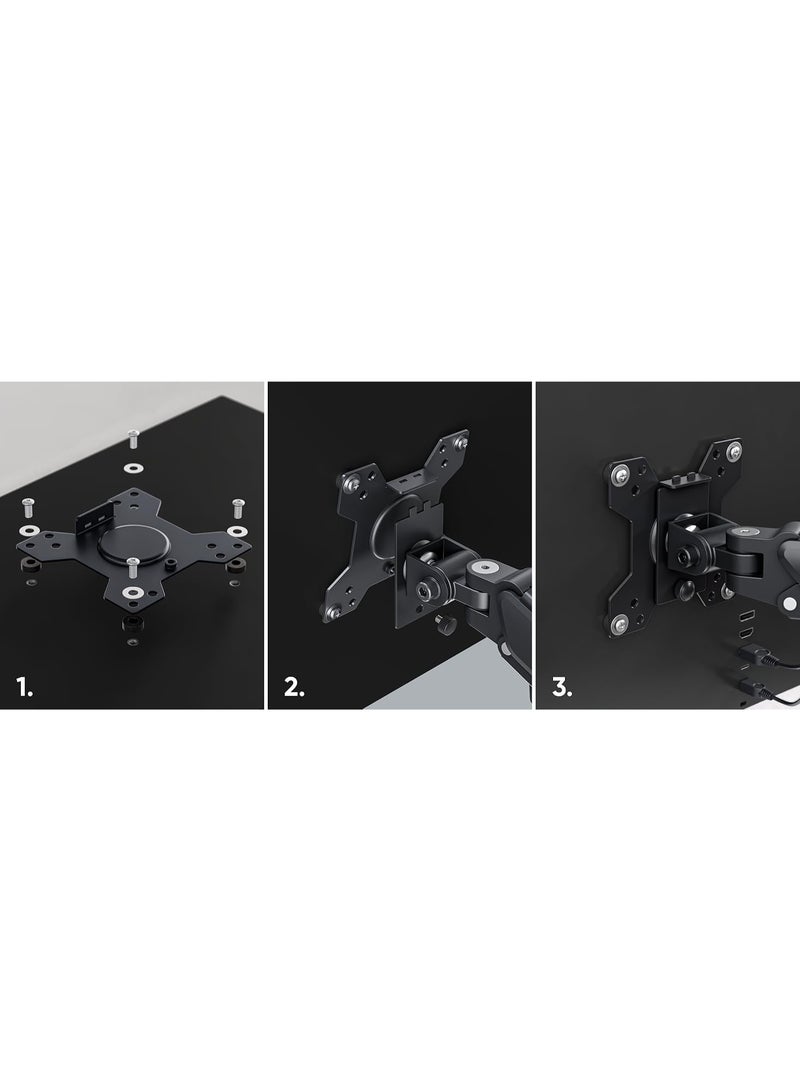 XTRIKE ME HT-20 Single Monitor Desk Mount Stand Arm for TV and Monitor 13 to 32 Inches / UP to 9 kg - Motion Swivel ±90°, Rotation 360° VESA 75 x 75 to 100 x 100 - Image 2