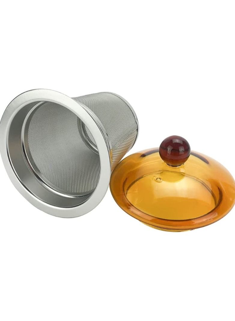 Tealand Borosilicate Heat Resistant Glass Teapot Round with Brown Lid and Removable Stainless Steel Infuser for Loose Tea and Tea Maker (0.75L)  - Image 3
