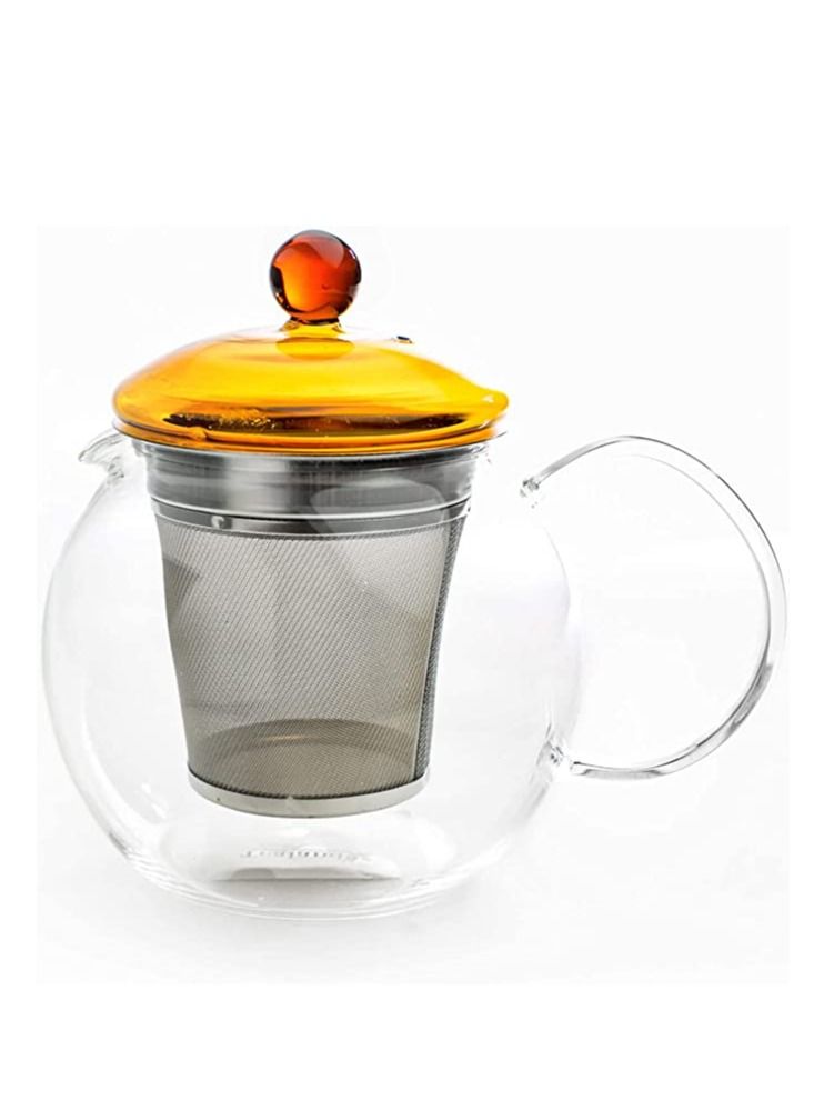 Tealand Borosilicate Heat Resistant Glass Teapot Round with Brown Lid and Removable Stainless Steel Infuser for Loose Tea and Tea Maker (0.75L)  - Image 4