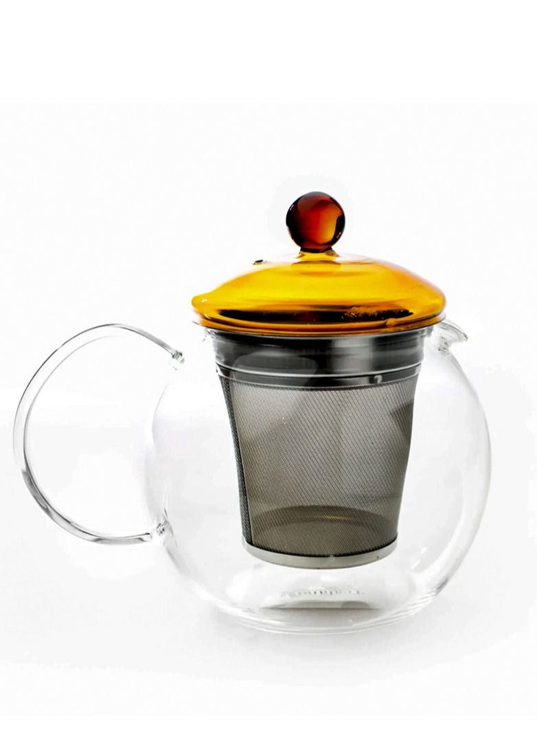 Tealand Borosilicate Heat Resistant Glass Teapot Round with Brown Lid and Removable Stainless Steel Infuser for Loose Tea and Tea Maker (0.75L)  - Image 5