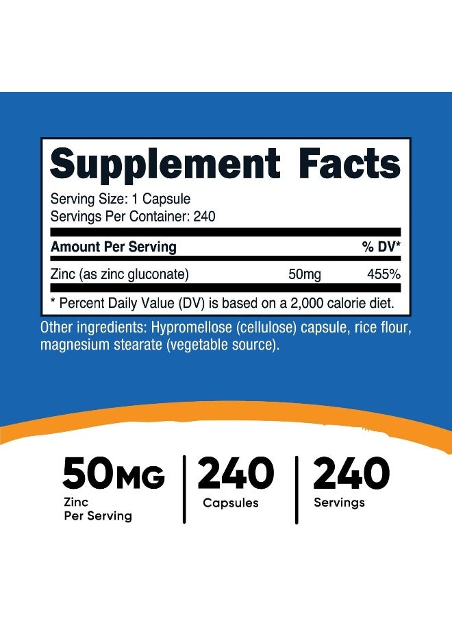 Nutricost Zinc Gluconate 240 Veggie Capsules - Gluten Free And Non-GMO - Image 2
