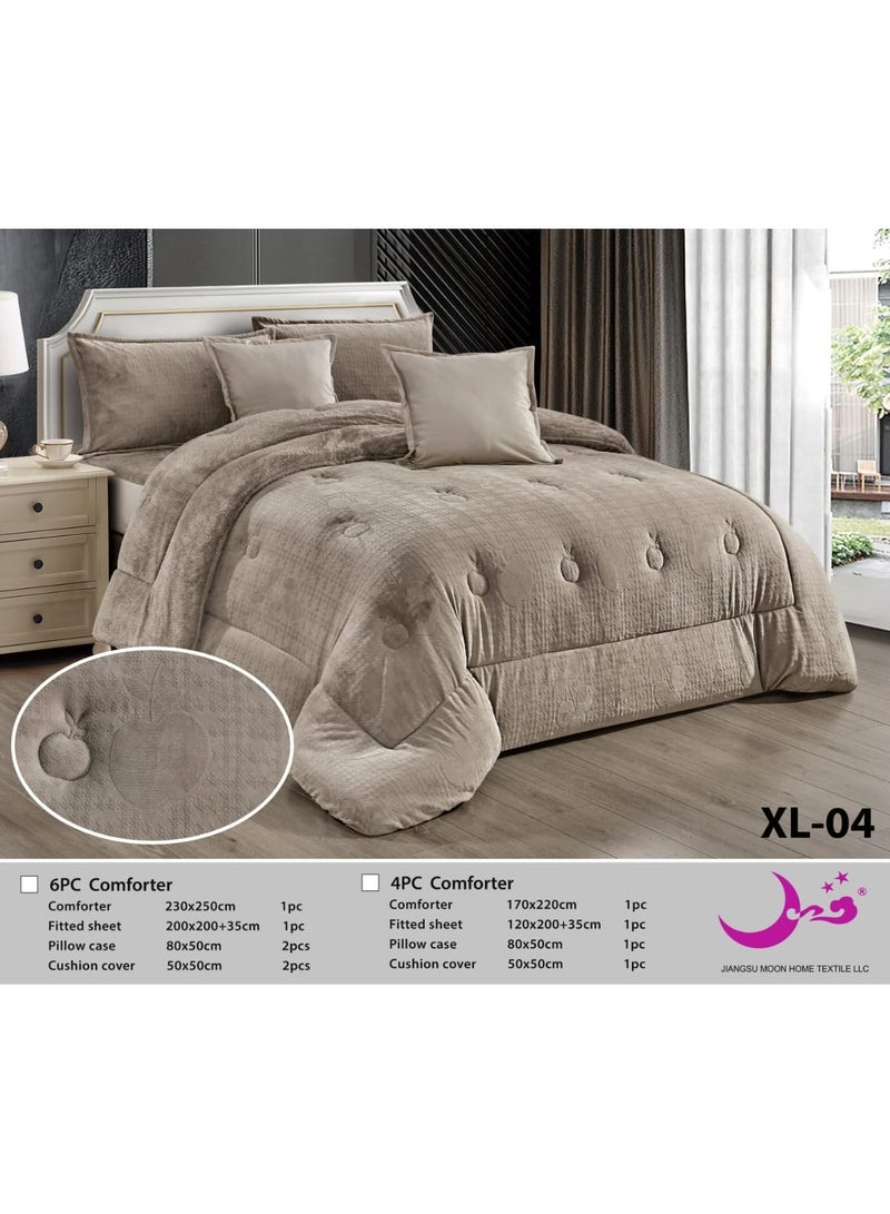 Moon Winter comforter set for two people, 6 pieces, fur