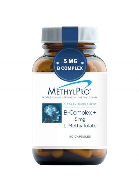 B Complex + 5mg L-Methylfolate (90 Capsules) - Professional Strength B Vitamins with Folate for Energy, Mood + Immune Support - Gluten Free Methyl B12, Active Methyl Folate and B6 as P-5-P