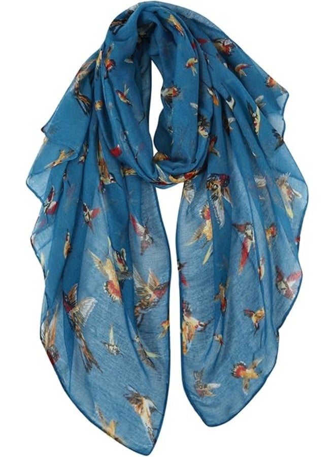 GERINLY Scarfs for Women Lightweight Floral Birds Print Cotton Scarves and Wraps for Winter Shawl - Image 1