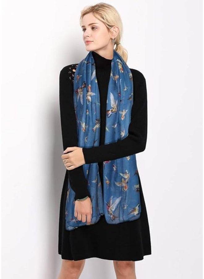 GERINLY Scarfs for Women Lightweight Floral Birds Print Cotton Scarves and Wraps for Winter Shawl - Image 2