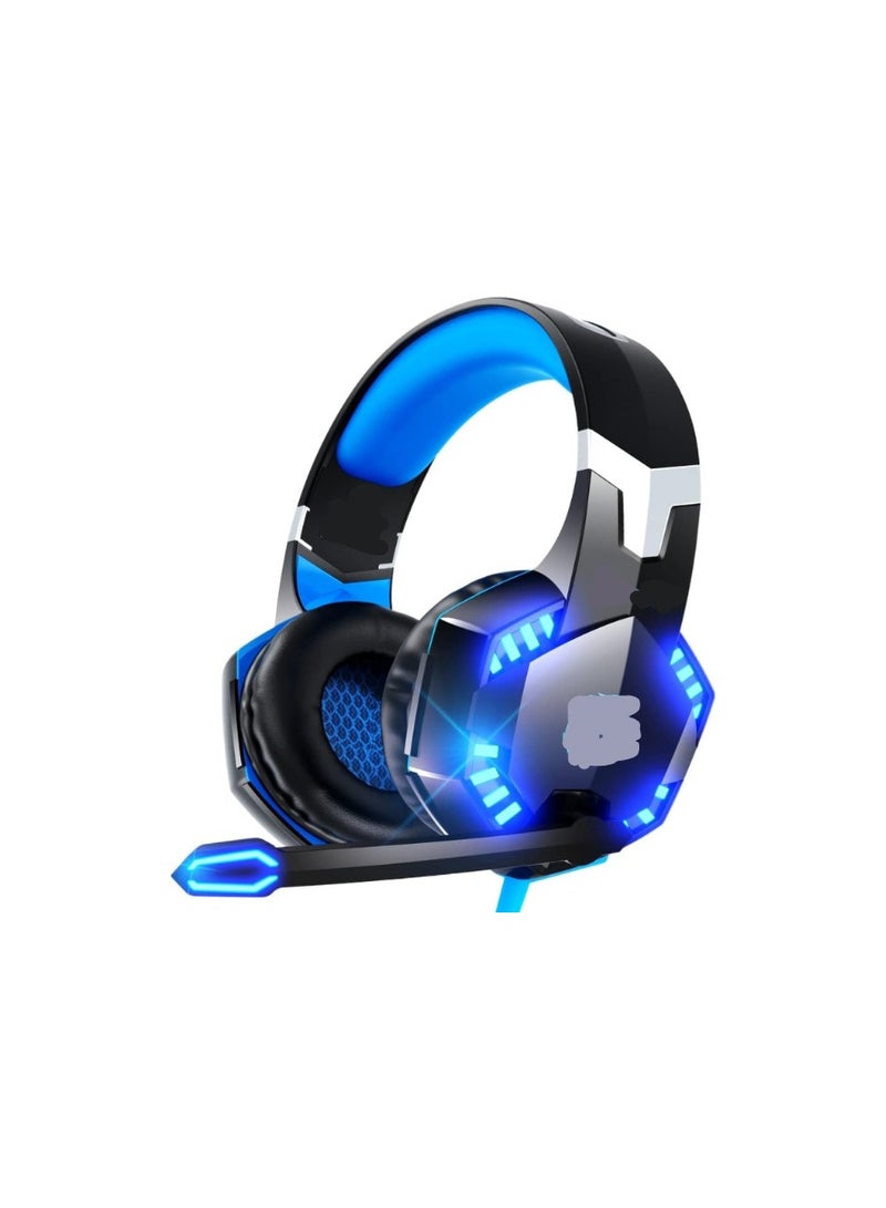 G2000 Gaming Headset – Bass Surround Sound, Noise Cancelling Mic, LED Lights – Compatible with PS5, PS4, Xbox, Switch, PC, Laptop