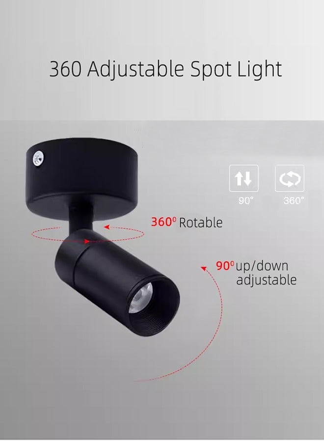 ديكور أسود LED بقعة الجدار الشمعدانات أضواء تركيبات 5 درجة زاوية الشعاع، إضاءة السقف الصغيرة المثبتة 3W، 360 درجة عاكس الضوء قابل للتعديل الطابق أضواء بقعة Uplights لهجة داخلية ضوء AC85-265V الجهد - Image 2