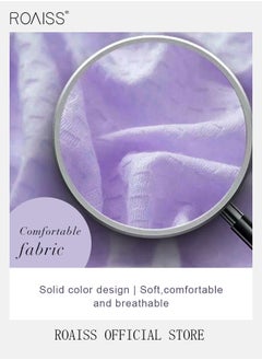 roaiss Women and Men Waffle Kimono Bathrobe Cotton Sleepwear Spa Robe Nightwear Nightgown Women Water Bathrobe Bridesmaid Robes Unisex Dressing Gown Autumn Robe Purple  - Image 5