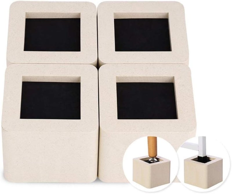 4Pcs Ceramic Simulated Plastic Furniture Risers, Heavy Duty Bed Table Desk Sofa Leg Risers with Smooth Edges for Hardwood Floors, 10.5x10.5x8.5cm Home Furniture Lifters - Image 4