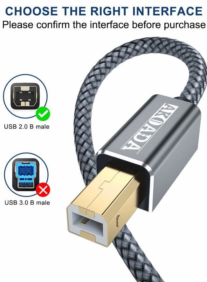 AkoaDa USB 2.0 Printer Cable 15ft, USB Type A Male to B Male Printer Scanner Cord High Speed Compatible with HP, Canon, Dell, Epson, Lexmark, Xerox, Samung and More - Image 2