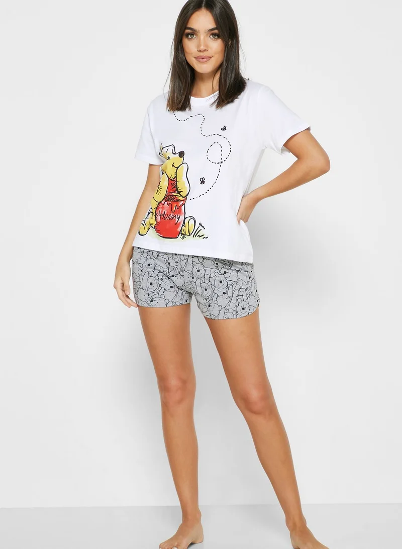 Fabric Flavours Winne the Pooh Print T-shirt and Shorts Set