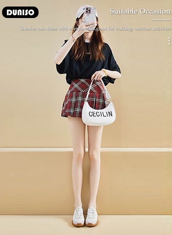 DUNISO Women's Platform Sneakers Low Top Walking Shoes for Lady Comfortable Lace Up Fashion Casual Shoes for Indoor Outdoor Travel Work and Running Shoes - Image 3