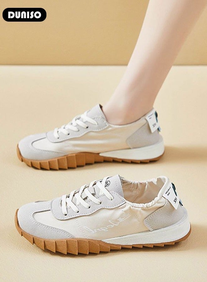 DUNISO Women's Platform Sneakers Low Top Walking Shoes for Lady Comfortable Lace Up Fashion Casual Shoes for Indoor Outdoor Travel Work and Running Shoes - Image 5