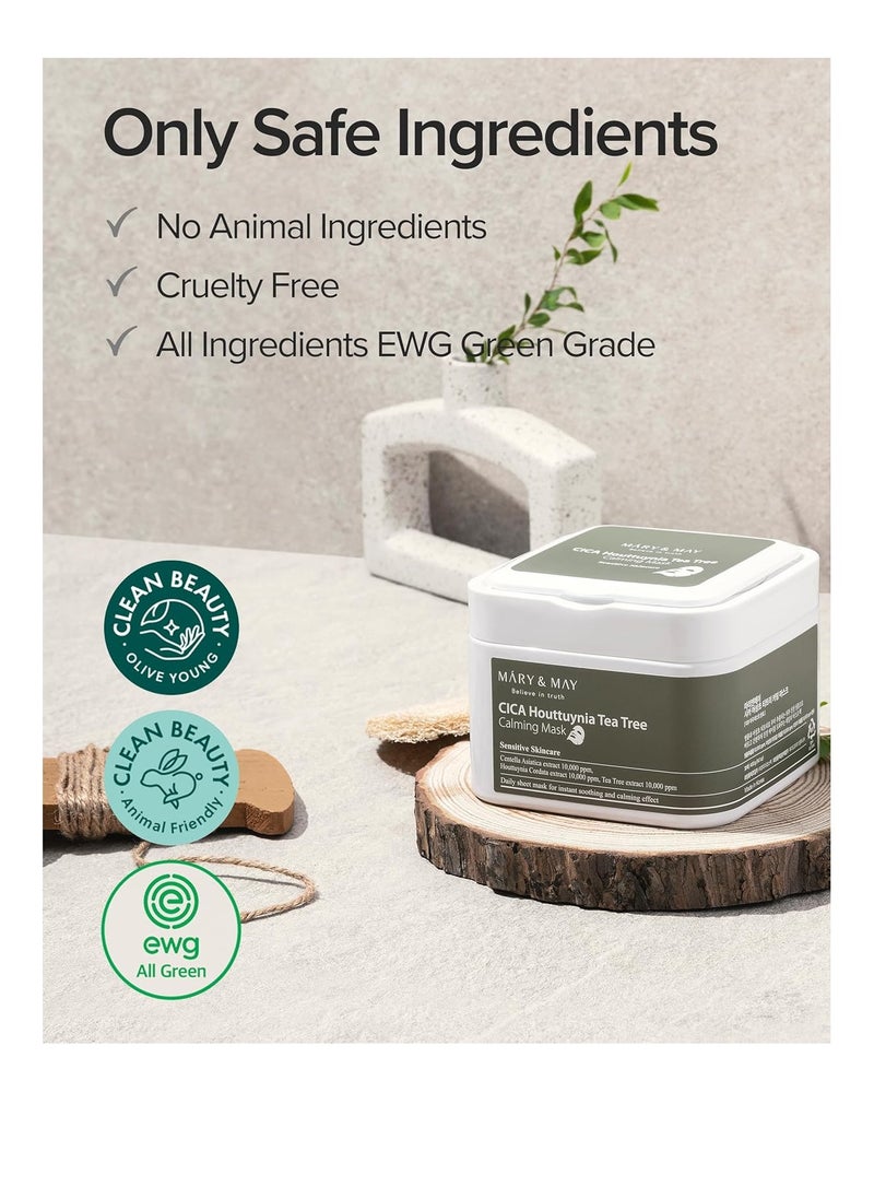 MARY & MAY - Mary&May Mary & May CICA Houttuynia Tea Tree Calming Mask |30ea - Image 1