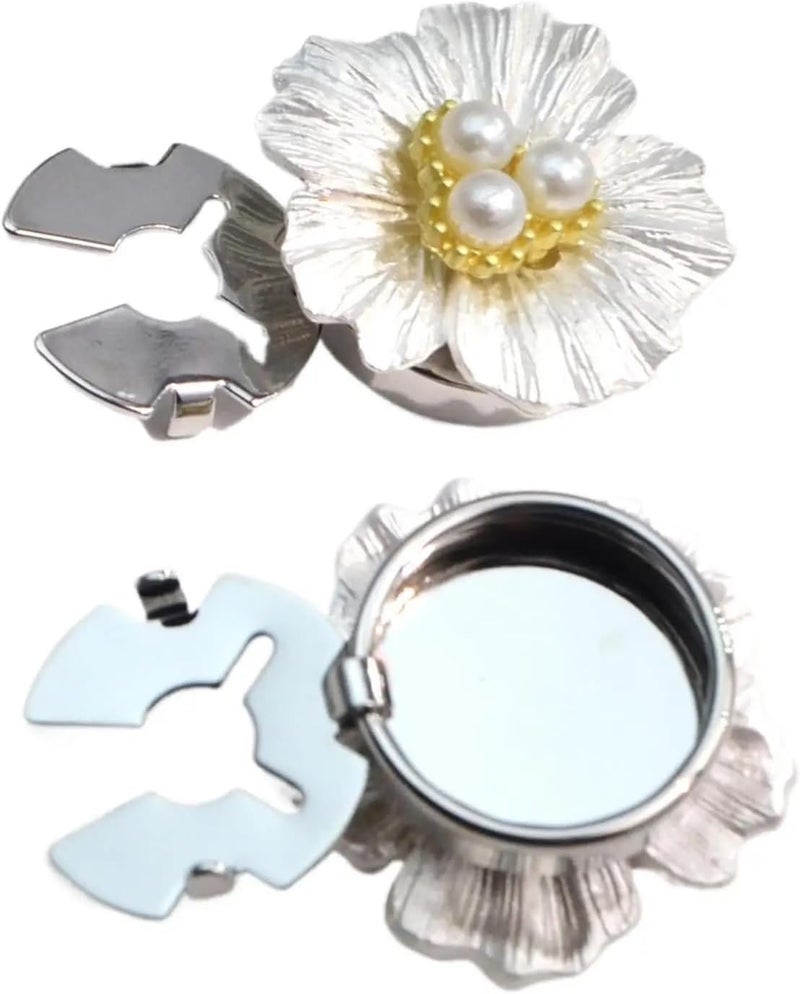 Button Covers 10 Pcs Rhinestone Cufflinks Shirt Sleeve Button Covers Flower Crystal Clips for Dresses and Shirts Decoration Buttons(Silver) - Image 1