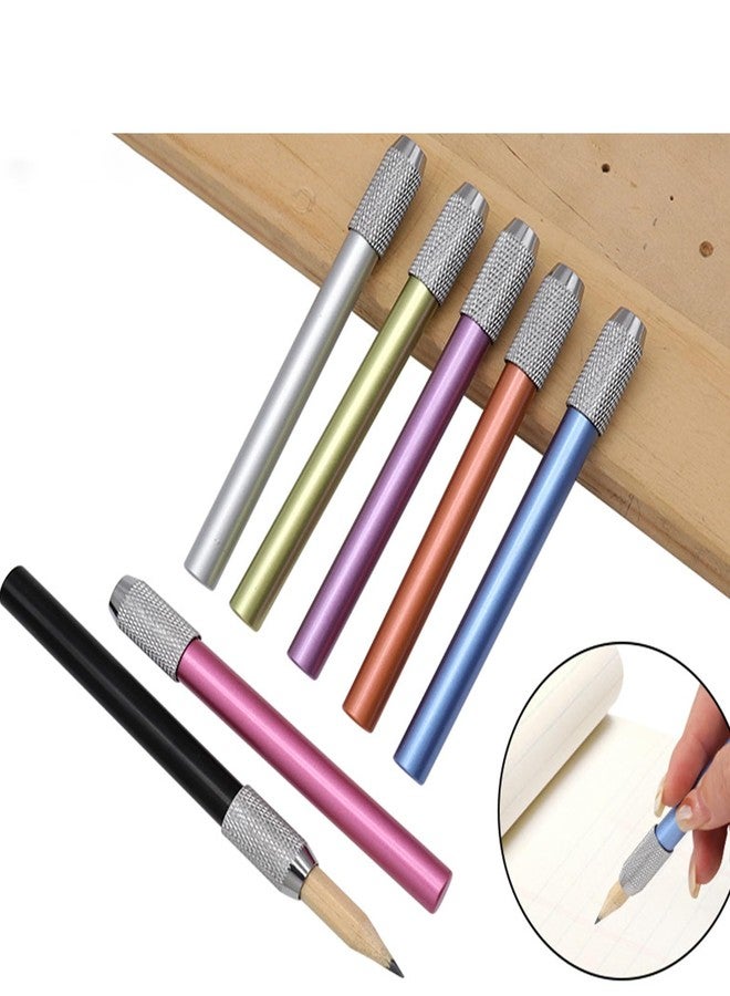 PTILSERY 5 Pcs Pencil Extenders Pencil Lengthener Color Aluminum Pen Lengthener Holder Pencil Lengthener Pencil Extender Holde, Black - Image 2