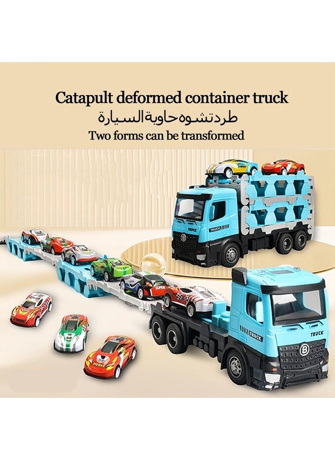 Quivlox - Truck Toy,Race Car Track Toy Truck Toy with Slots & Foldable Race Tracks Transport Car Carrier Toy for Toddlers Cars Toy Set Container Truck Toy with 50 Alloy Cars Vehicles Toy Set for 3+ Kids Boys Girls - Image 1
