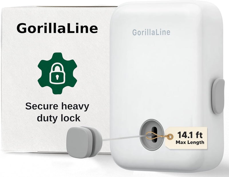 GorillaLine - Retractable Clothesline Indoor Outdoor Clothes Line | Heavy Duty Clothes Drying Laundry Line | Wall Mounted Drying Rack Clothing Line - Image 1